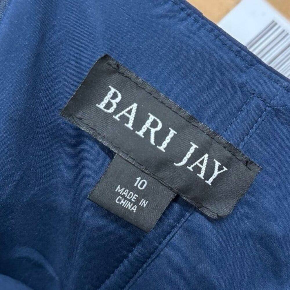 Bari Jay navy blue halter formal maxi chiffon bridesmaid dress - Picture 7 of 7
